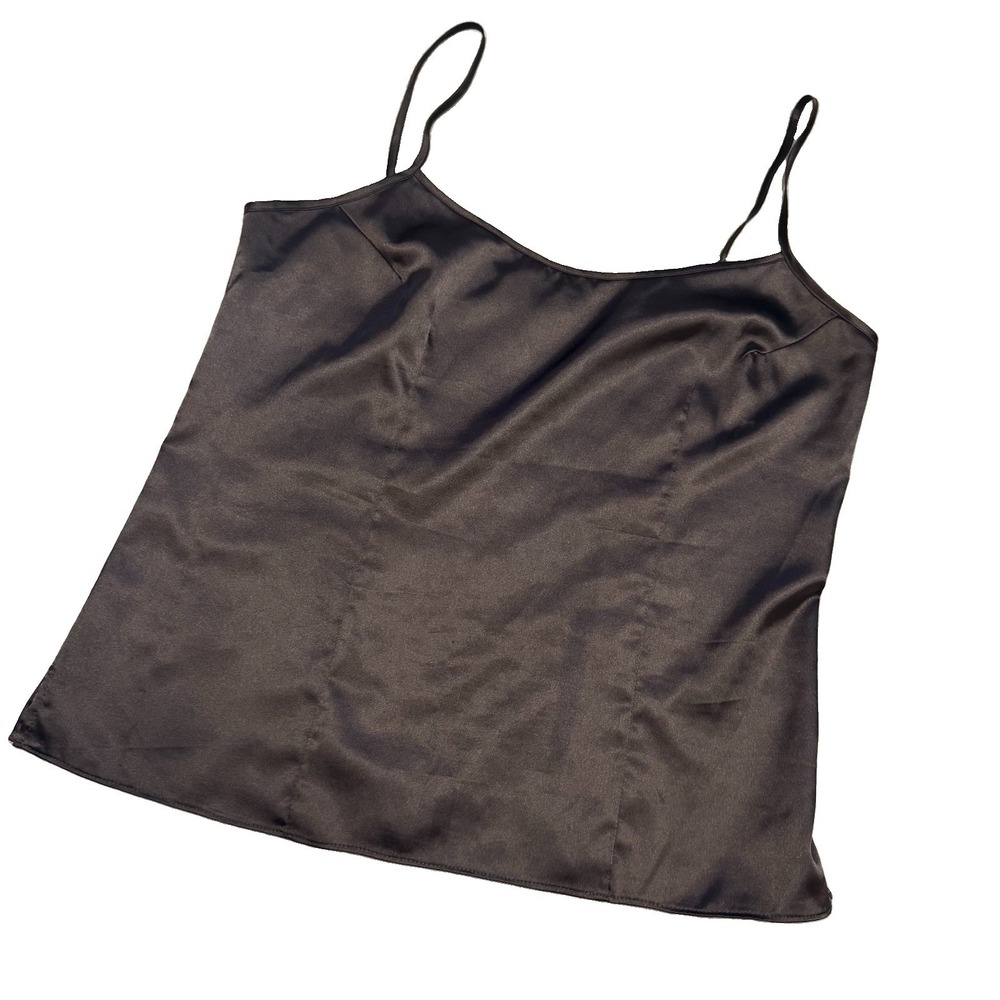 Teri Jon Women's Brown Satin Spaghetti Strap Camisole Top Size 6